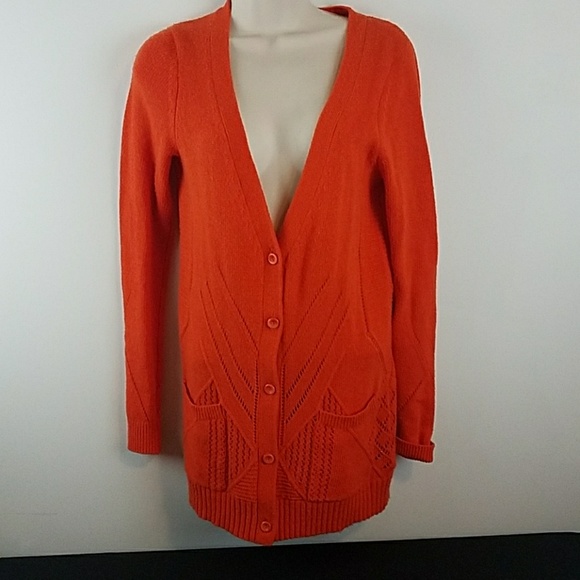 Anthropologie Sweaters - Moth M Orange Button Front Cardigan